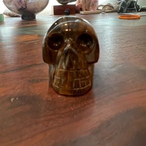 Carved tiger iron skull